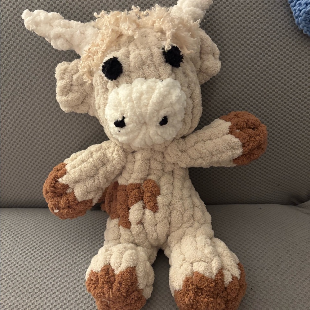 Plush Cow Toy - Cream and Brown